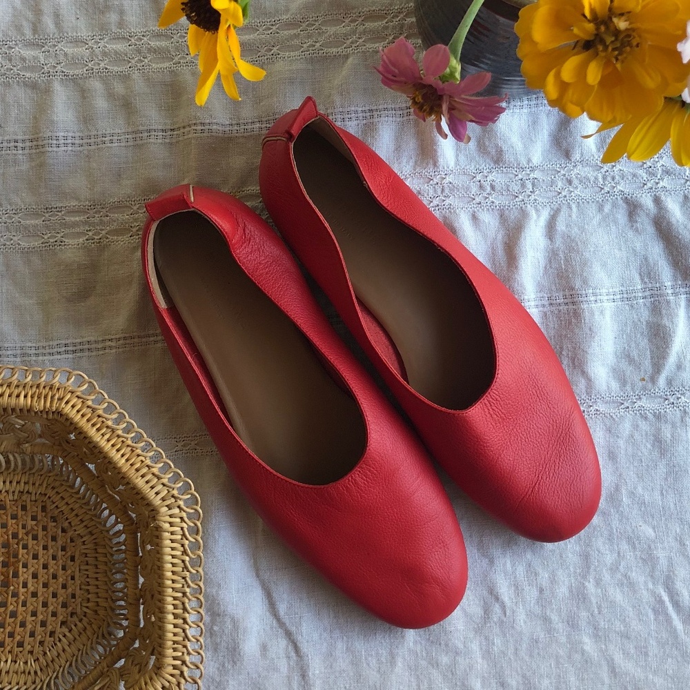 EVERLANE DAY GLOVE FLAT RED SIZE 8 LEATHER MADE IN ITALY
